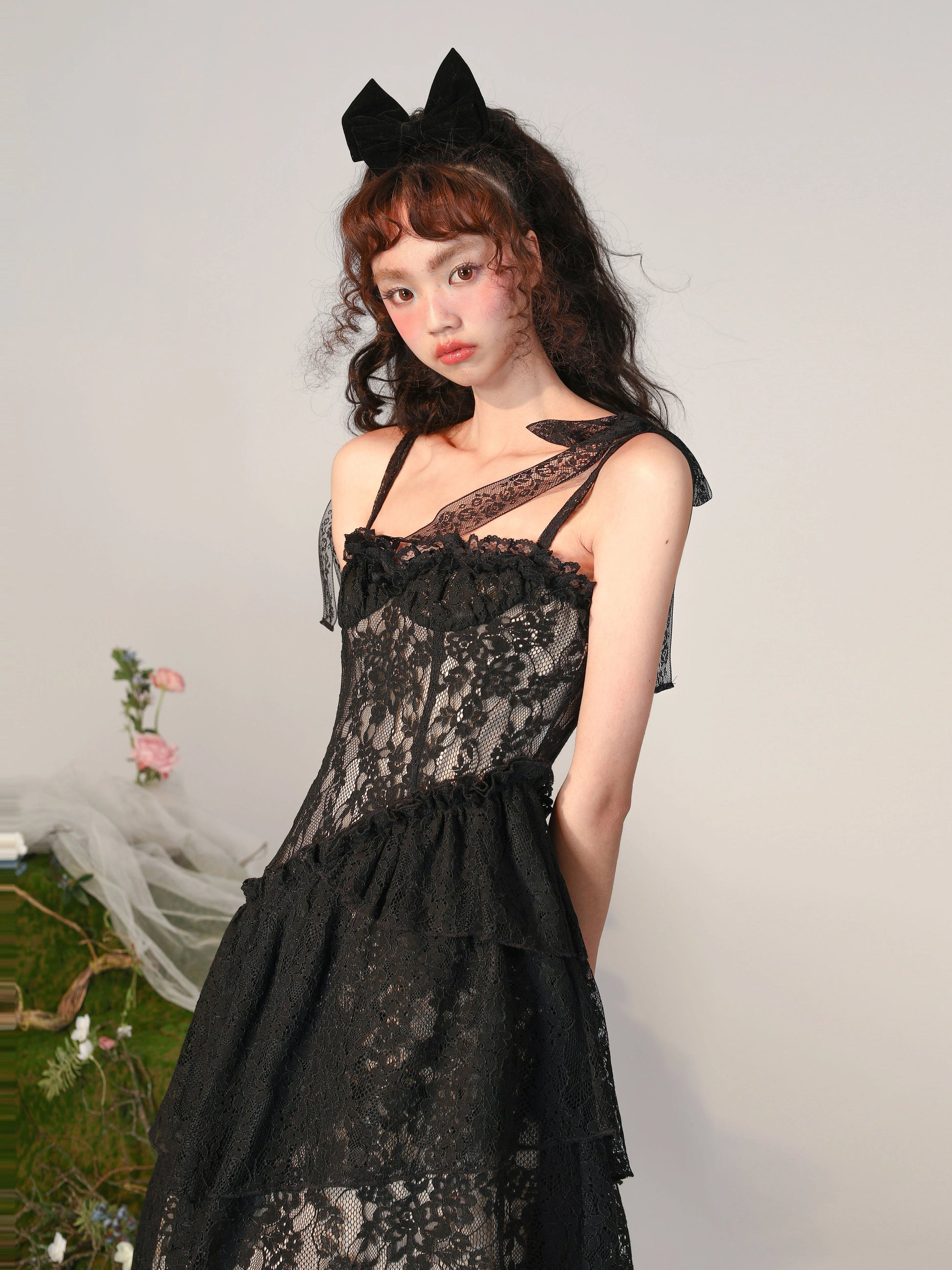 Mint Rosa Enigma - Semi-Sheer Black Dress