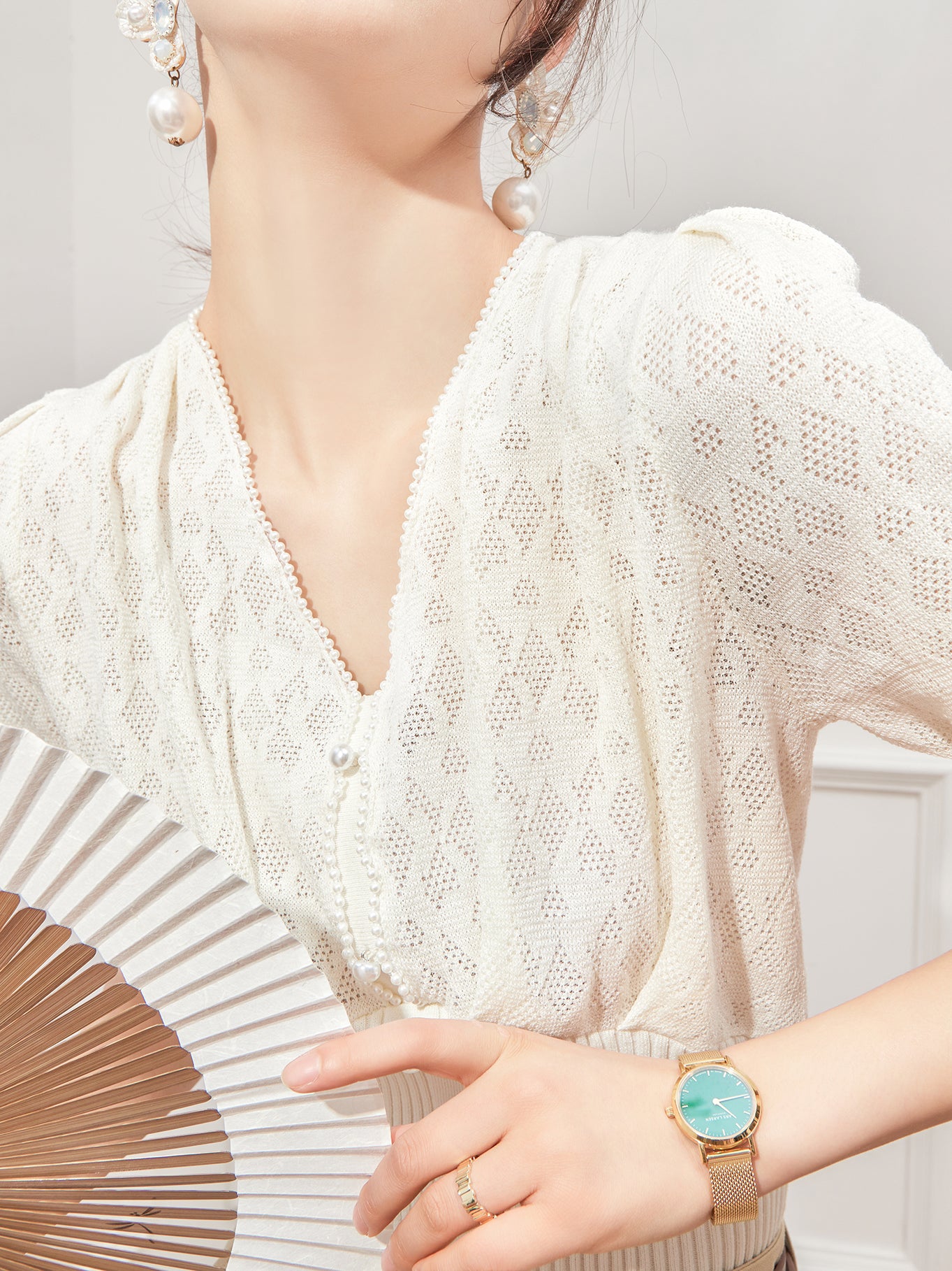 White French V-Neck Knitted Shirt