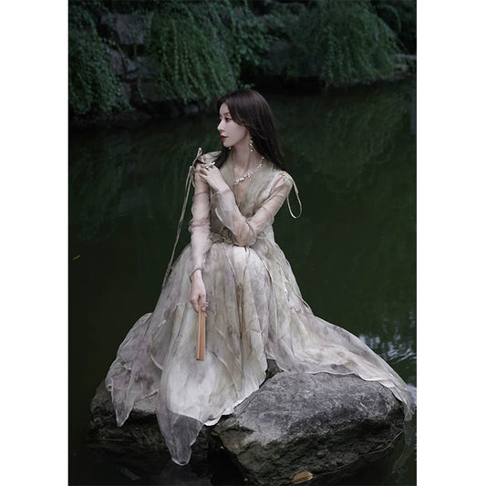 Organza Dyed Autumn Long Gown