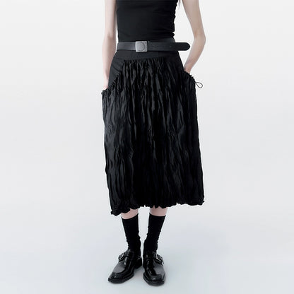 Black High Waist A-line Skirt for Summer