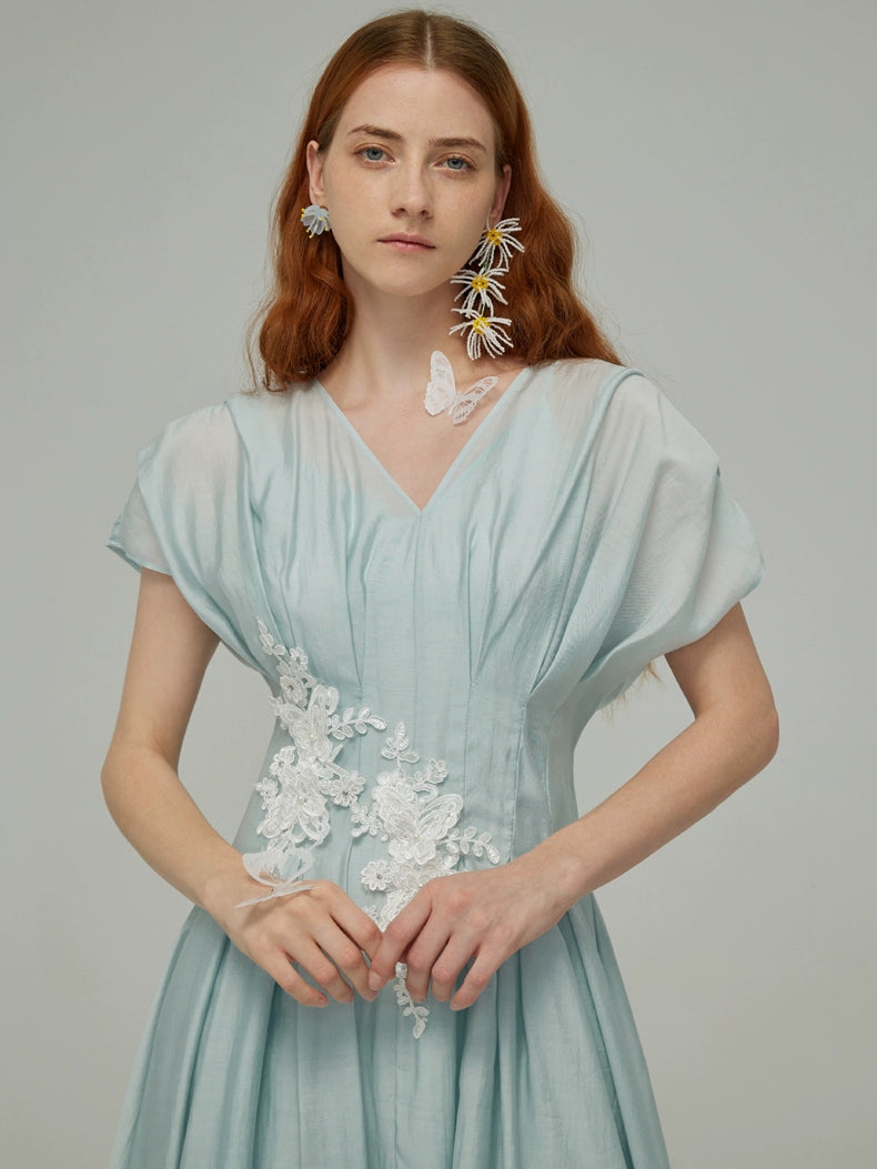 Sky Blue Embroidered Dress