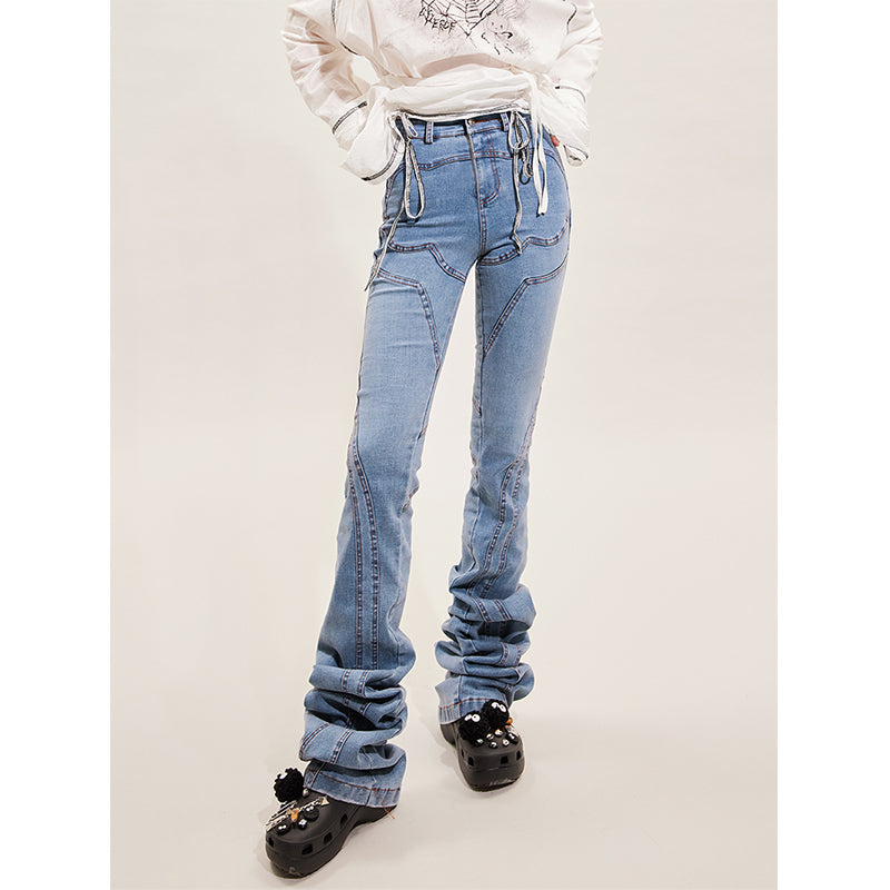 supermodel leg stack jeans with special structure splicing