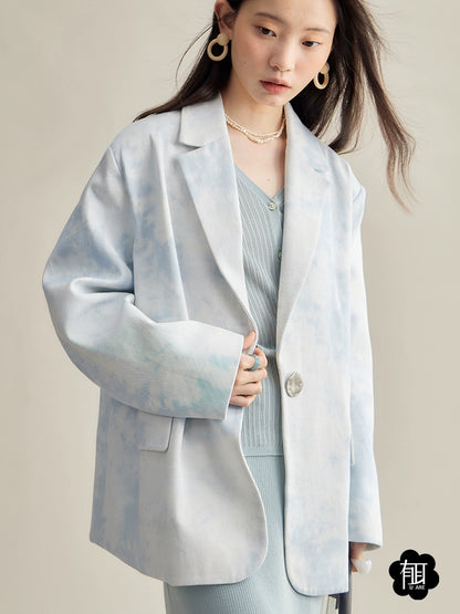 Sky Blue Halo Denim Suit Jacket