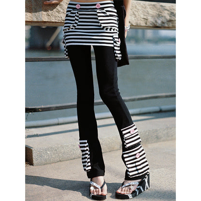 striped patchwork pants skirt