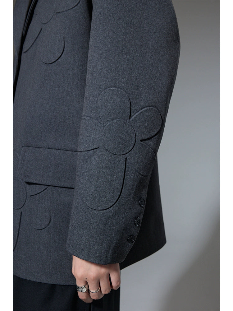 Embossed Elegance - Casual Suit Jacket