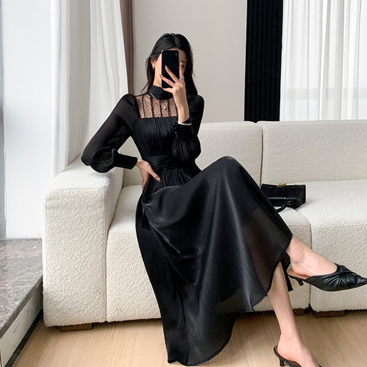 Long Sleeve Black Dress - Autumn