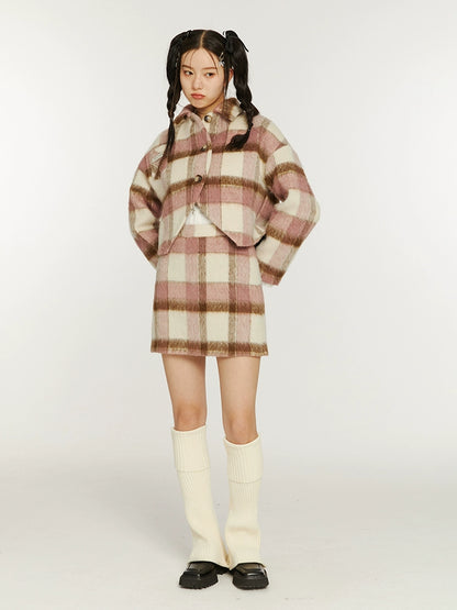 Brushed Plaid Woolen Set