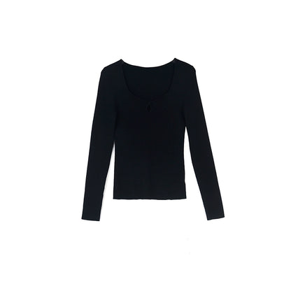 Black Hollow Round Neck Shirt