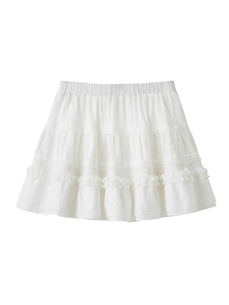 Lacette Jacquard blanche - Jupe courte-fluffy