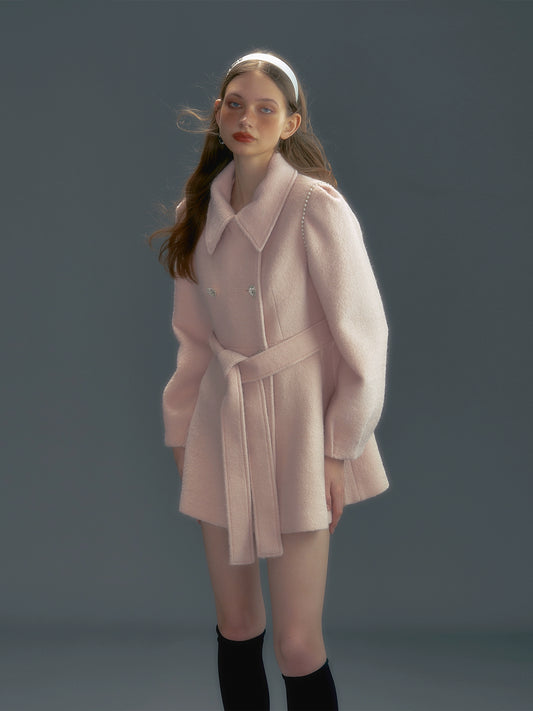Pink Jade Rabbit Wool Coat