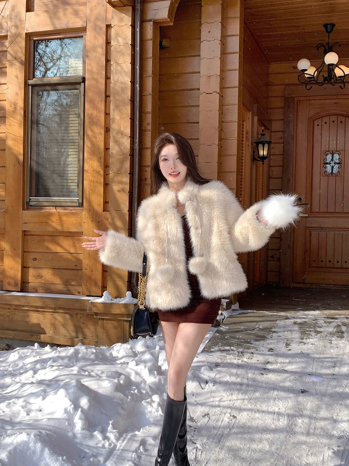 Soft Suede Fur Coat by Day of First Snow