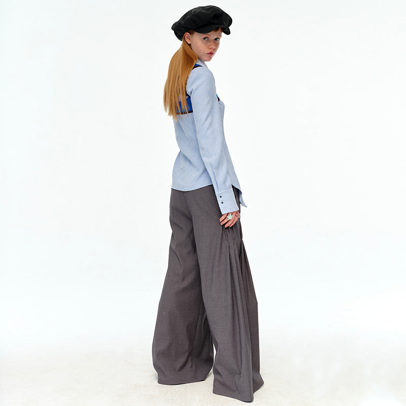 New! Pleated Low-rise Mop Pants