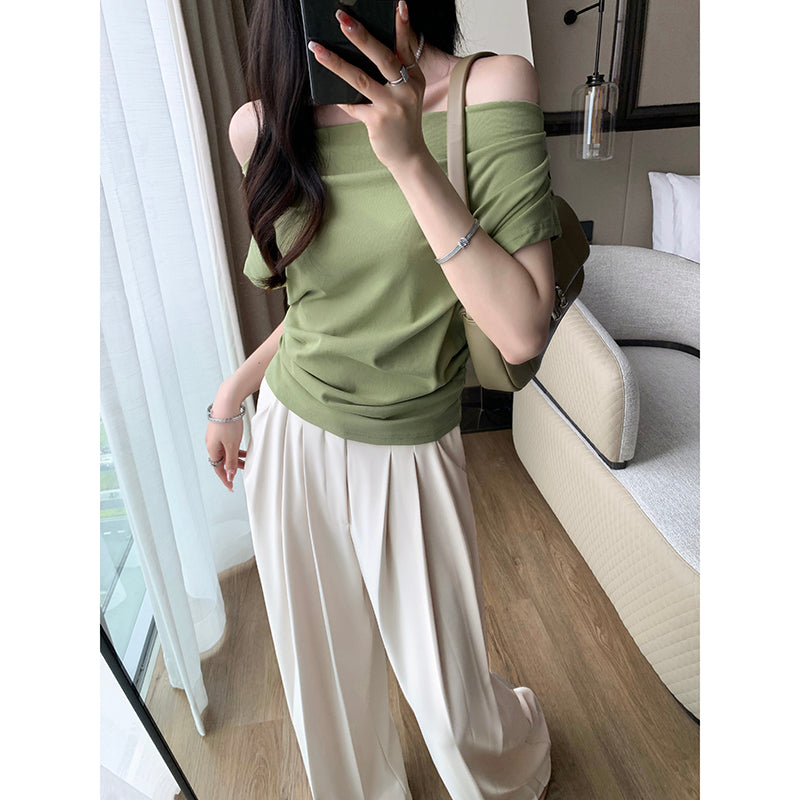 Green One-Shoulder Knit Top