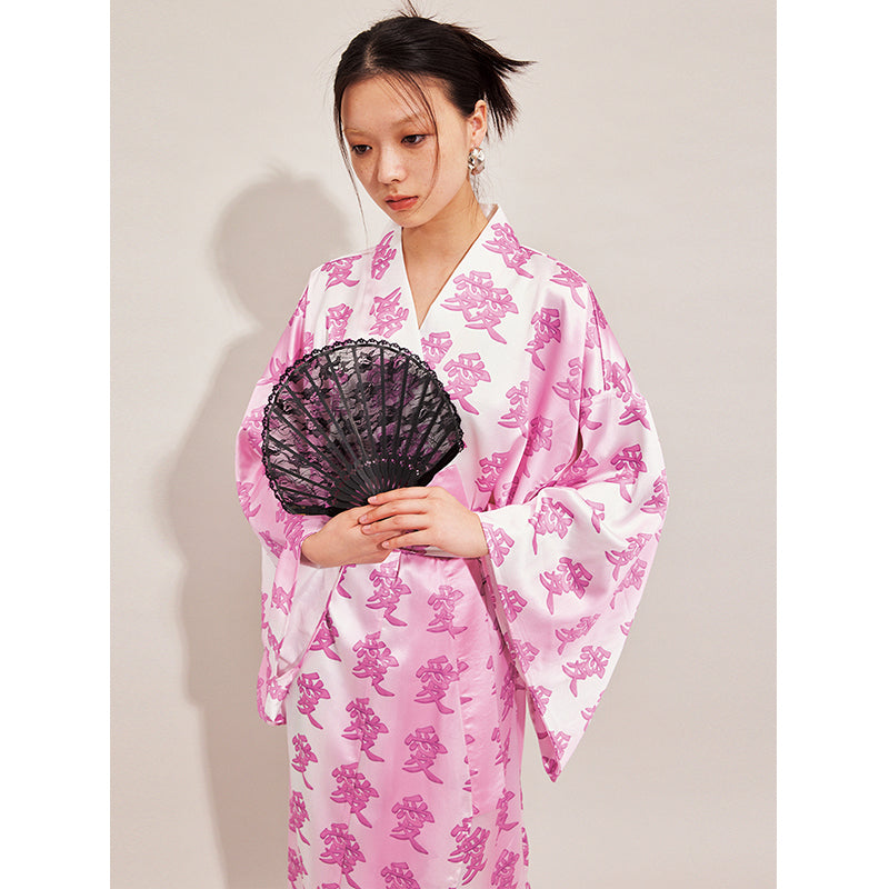 Love printed bathrobe