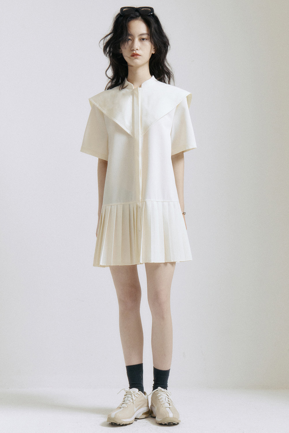 Ivory Sailor Pleats Dress