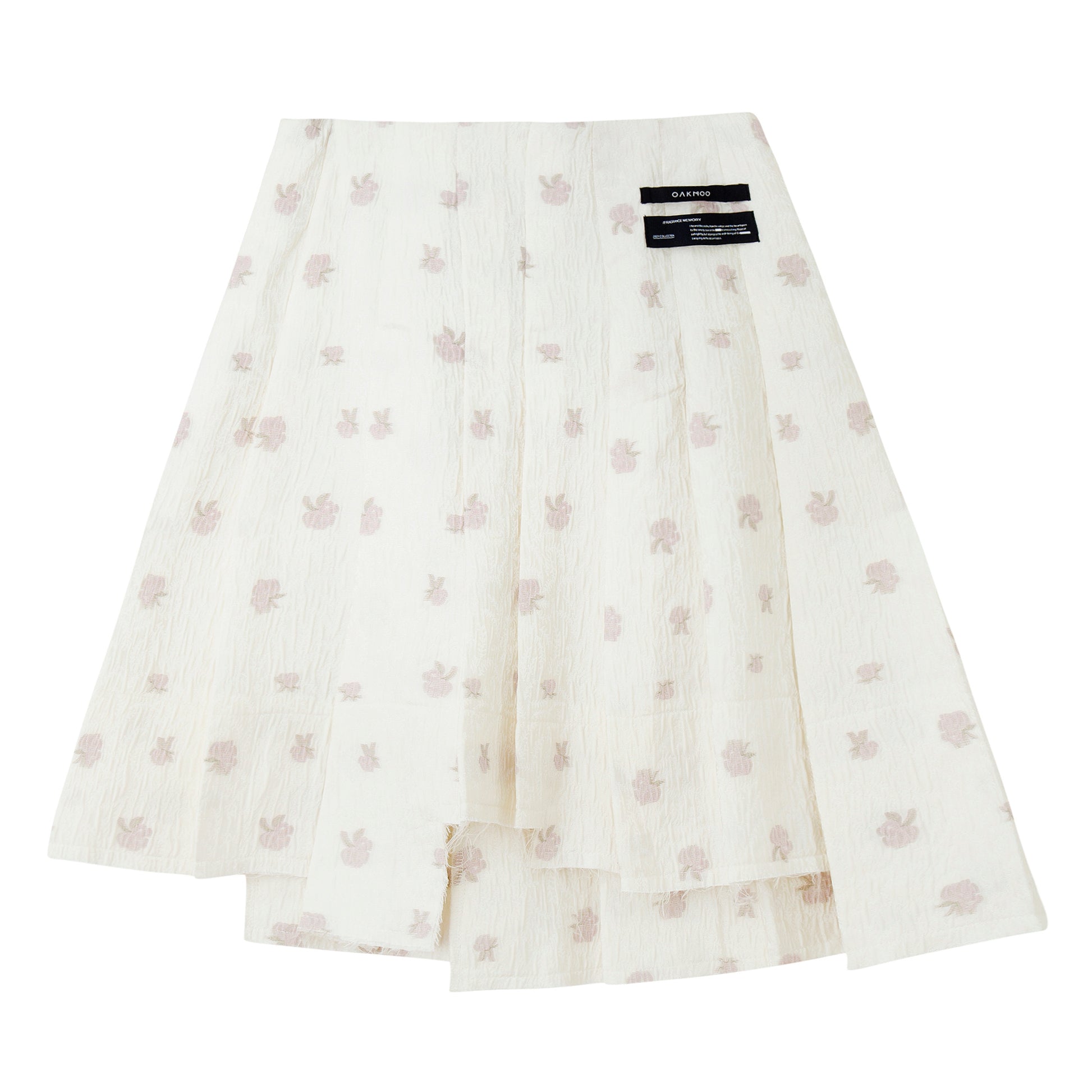 Peach Pleated Fray Skirt