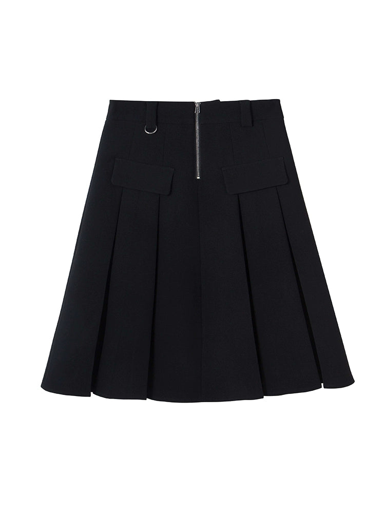 Agile Elegance - Knee Length Pleated Skirt