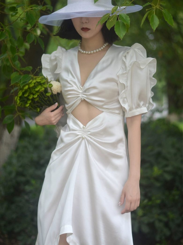 White Ruffled Summer Dress