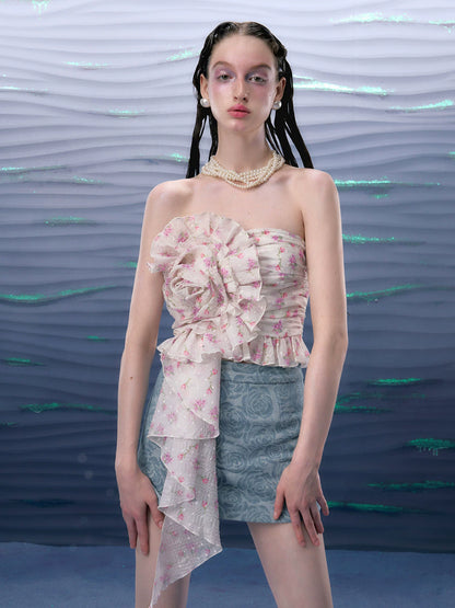 3D Flower Bra Skirt Set