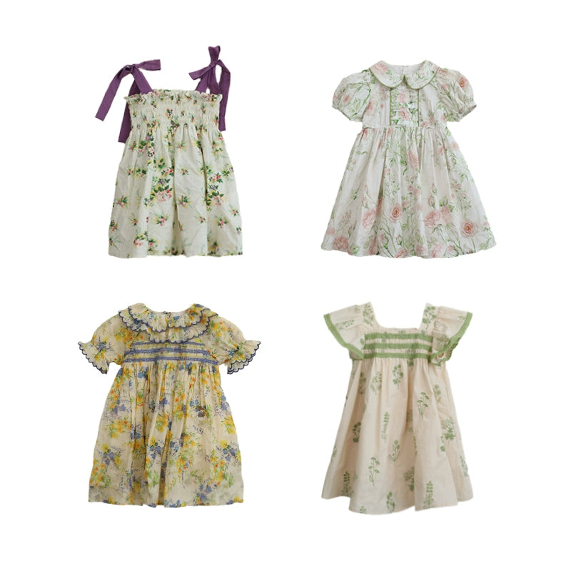 French Parent-Child Printed Strap Dress Set