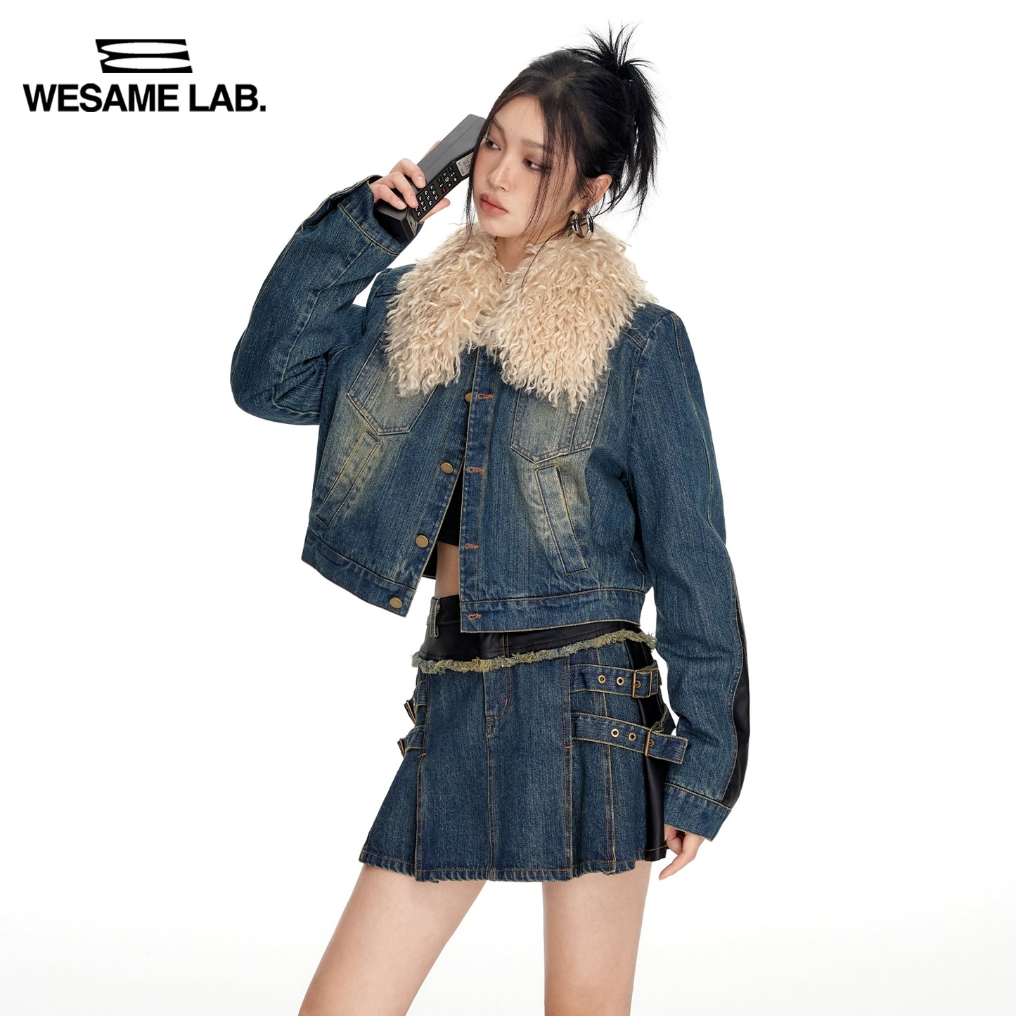 Fashion Washable Denim Collar Warm Short Cotton Coat