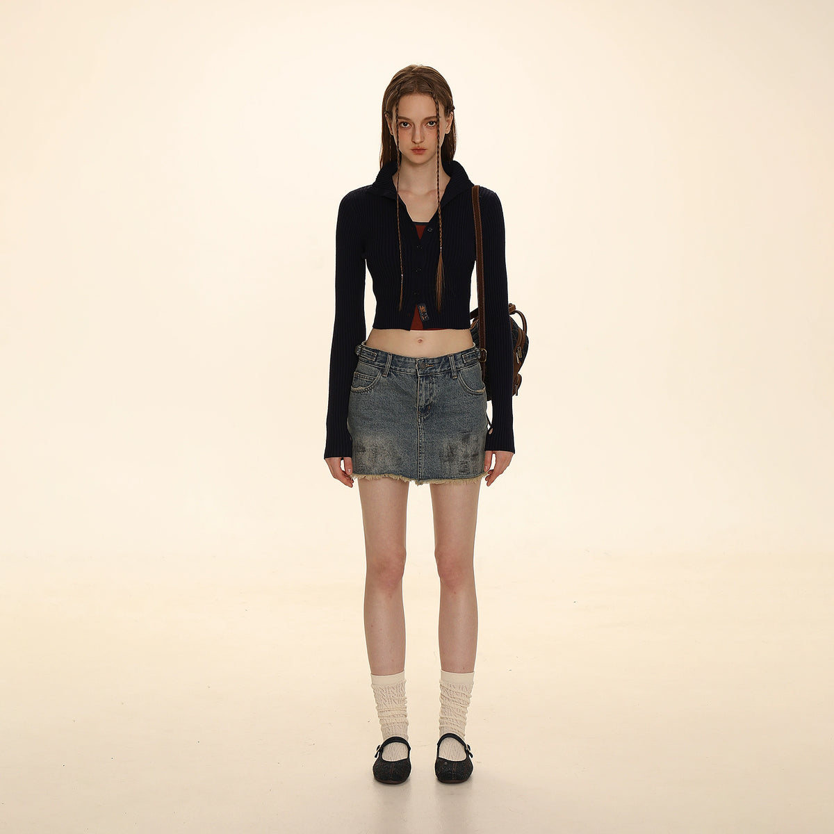 Standing Neck Pit Stripe Shirt