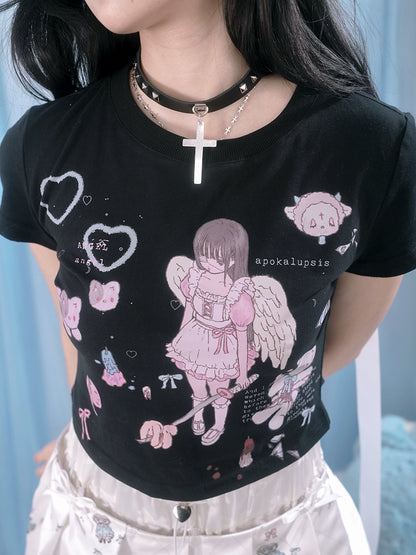 Camiseta de estampado de ángel