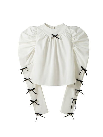 Romantic Bow Top - Monochrome Elegance