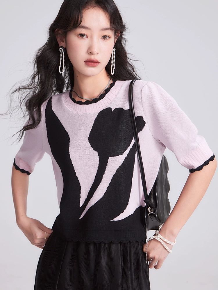 Pinky Tulip Knit T-Shirt Set