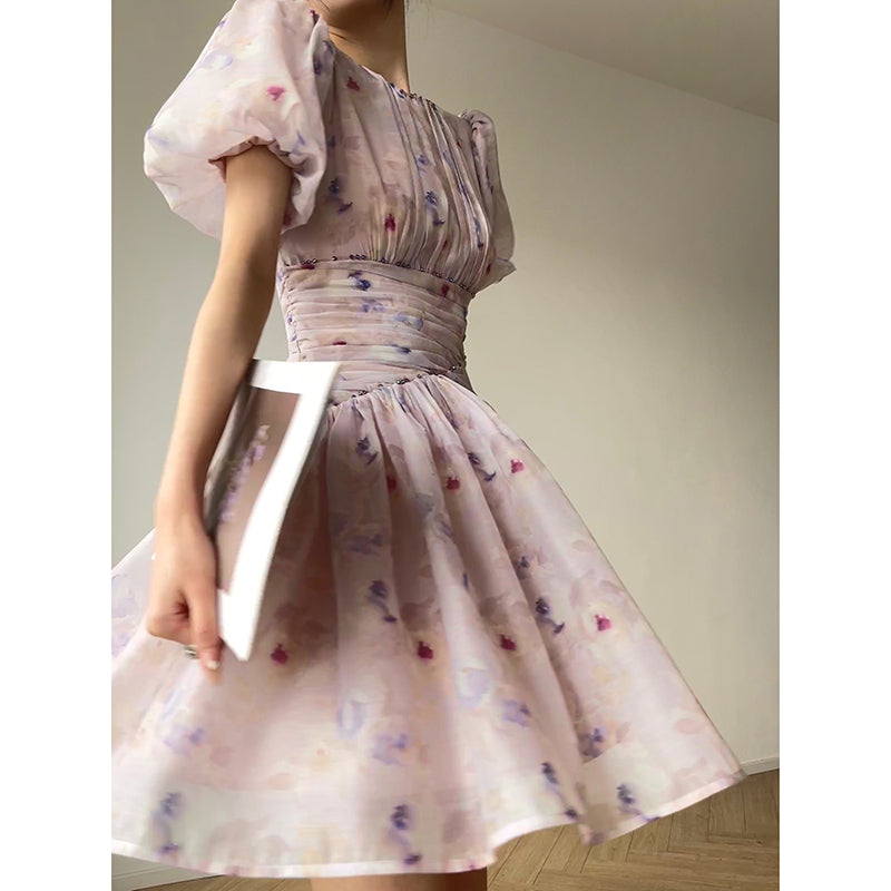 Slim Beaded Print Long Dress