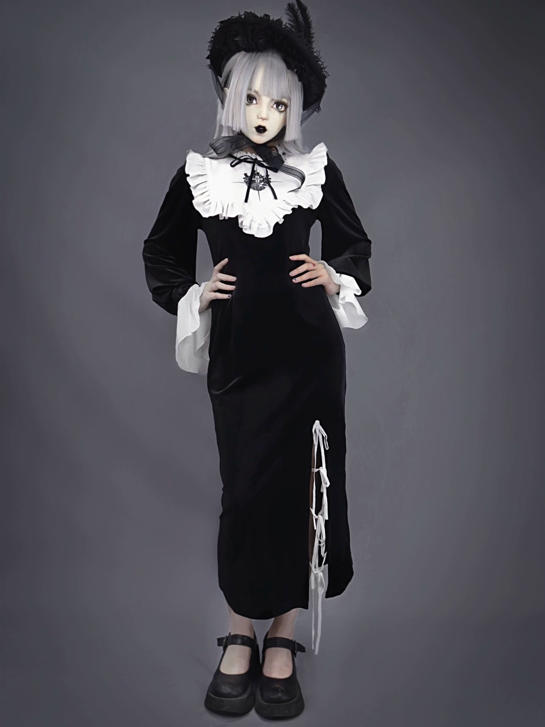 Nun Gothic Velvet Slim Dress