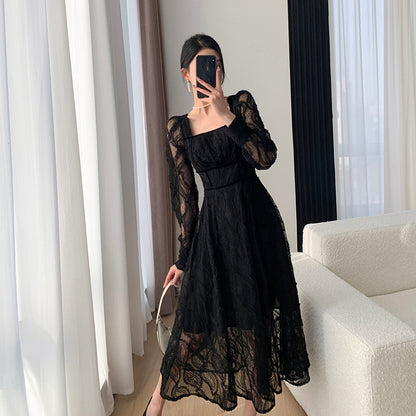 Black Dress 2023 Autumn Lace Skirt