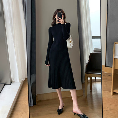 Black Knit Dress Slimming Skirt