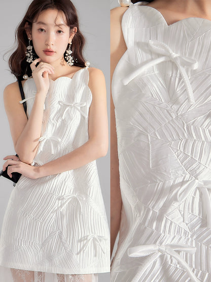 Pearl White Pleated Dress