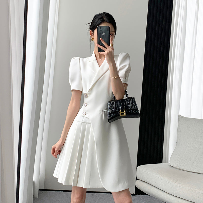 Goddess Style White Suit Dress