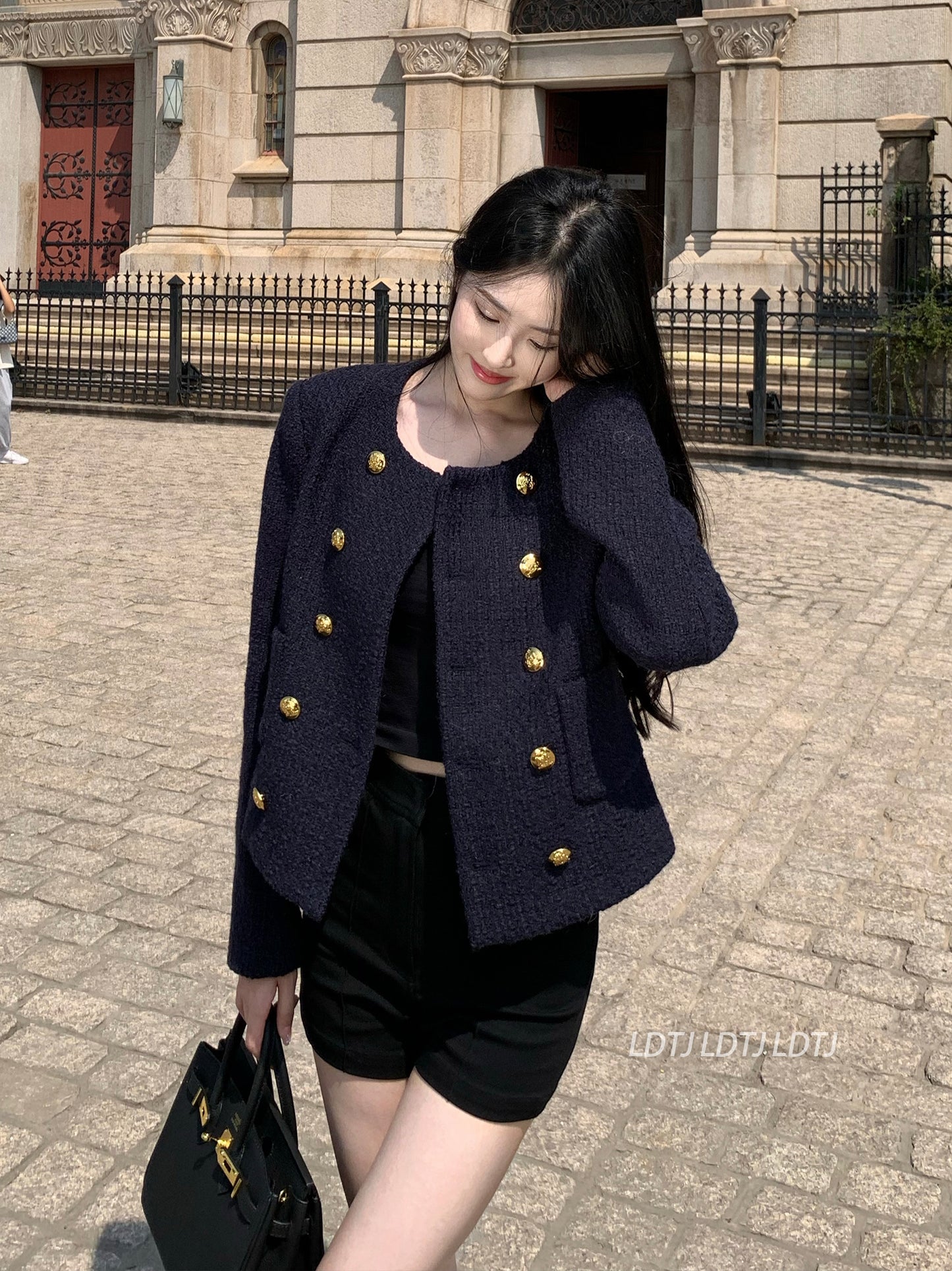 Celeb Wool Tweed Short Coat