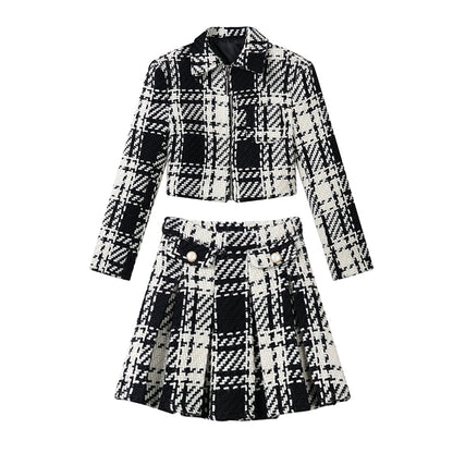 B&W Plaid Tweed Set