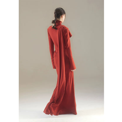 Robe creux en tricot en ruban rouge automne