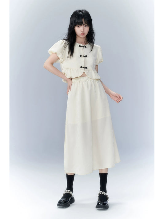 New Chinese Top Skirt Set