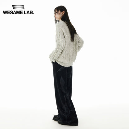 Irregular Tassel Stand Neck Lazy Sweater Cardigan