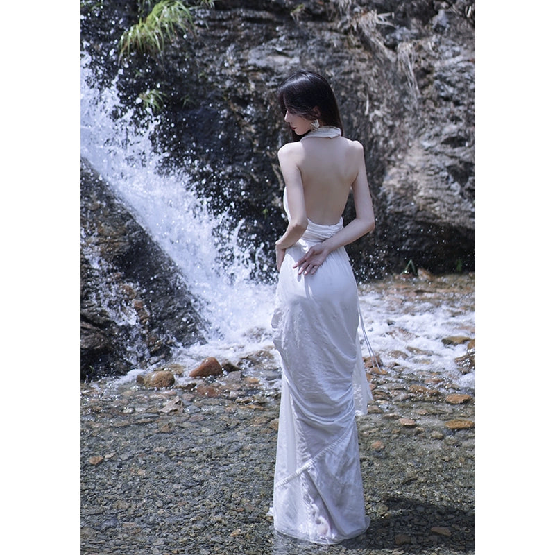 White Backless Summer Tank Top