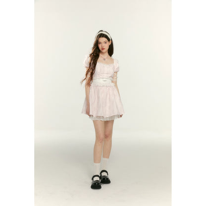 Pink Bubble Sleeve Princess Dress