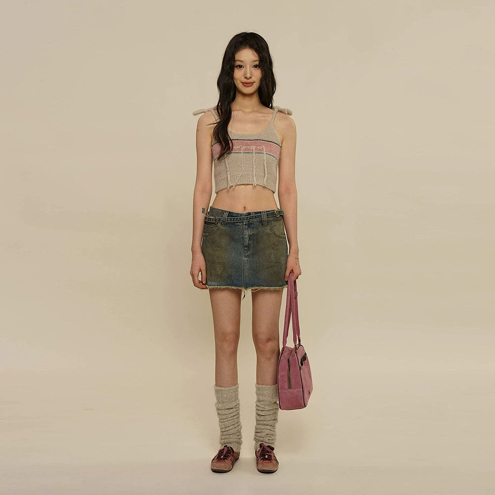 Tassel Strap Knitted Camisole Tank