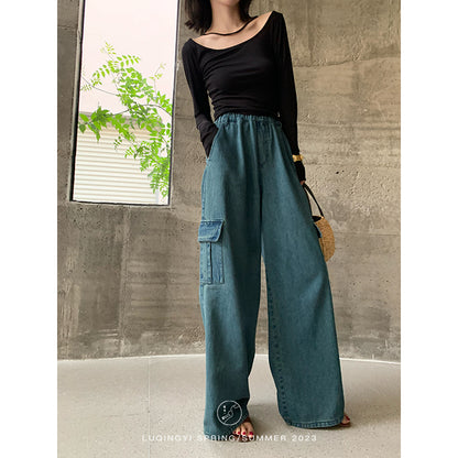 Retro Wide Pants with Pocket