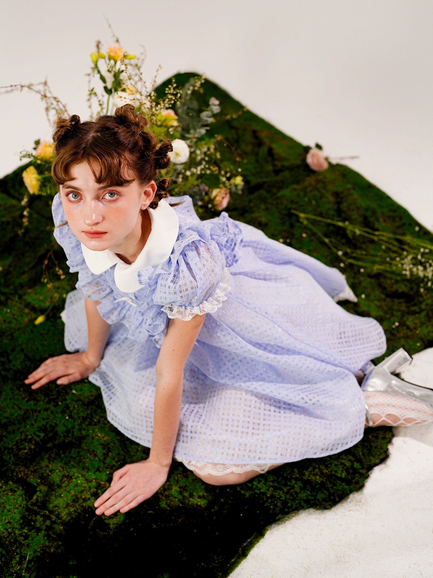 Blue A -Line Bubble Dress -Elegant A -line silhouette and soft bubble design dress dress Serendute Blue A -Line Bubble Dress -Elegant A -line silhouette and soft bubble design dress dress Serendute