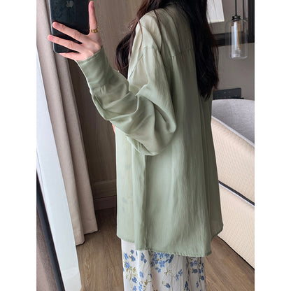 2023 Summer Green Silk Top