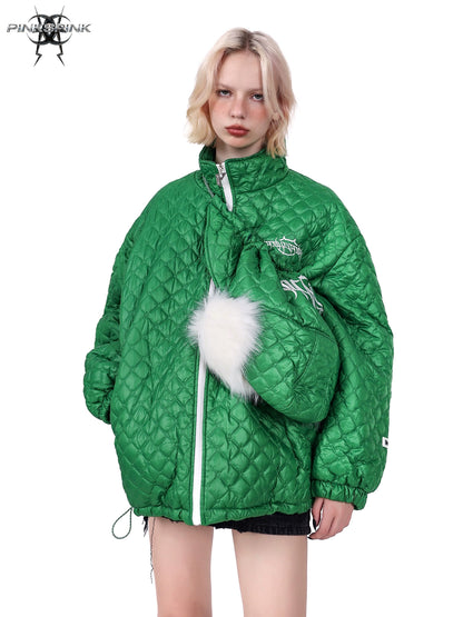 Fox Fur Split Hat Cotton Jacket