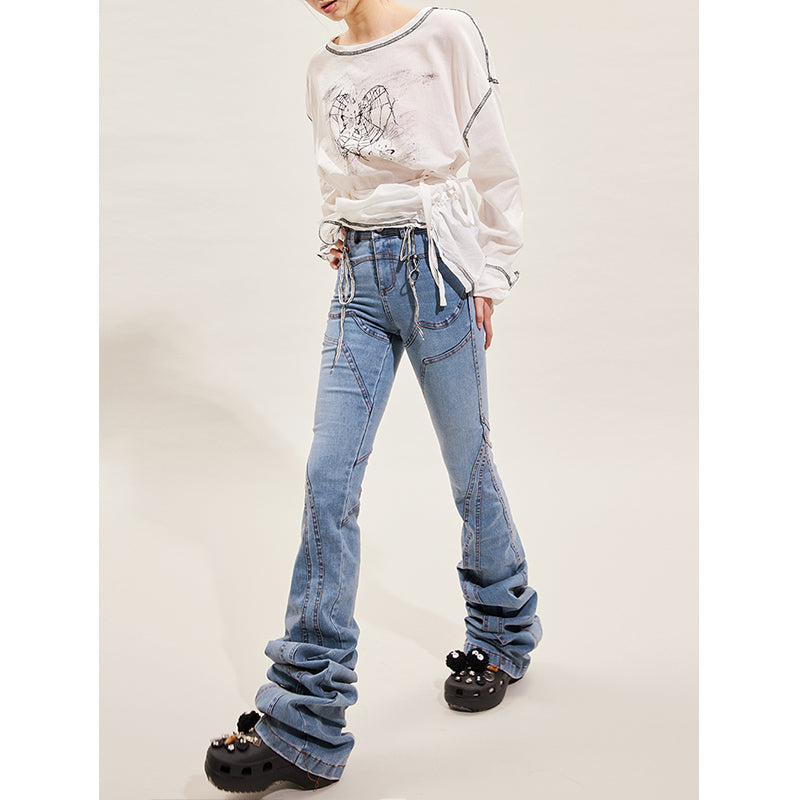 supermodel leg stack jeans with special structure splicing