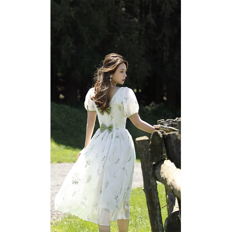 Dew Bud Green Silk Bow-Tie Fairy Dress - Charming Silk Bow-Tie Fairy Dress Serendute Dew Bud Green Silk Bow-Tie Fairy Dress - Charming Silk Bow-Tie Fairy Dress Serendute
