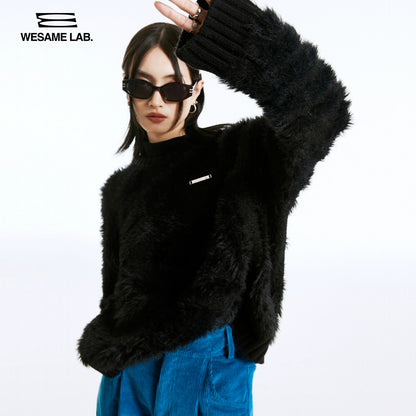 Klein Blue - Fur Hairy Knit Pullover Sweater